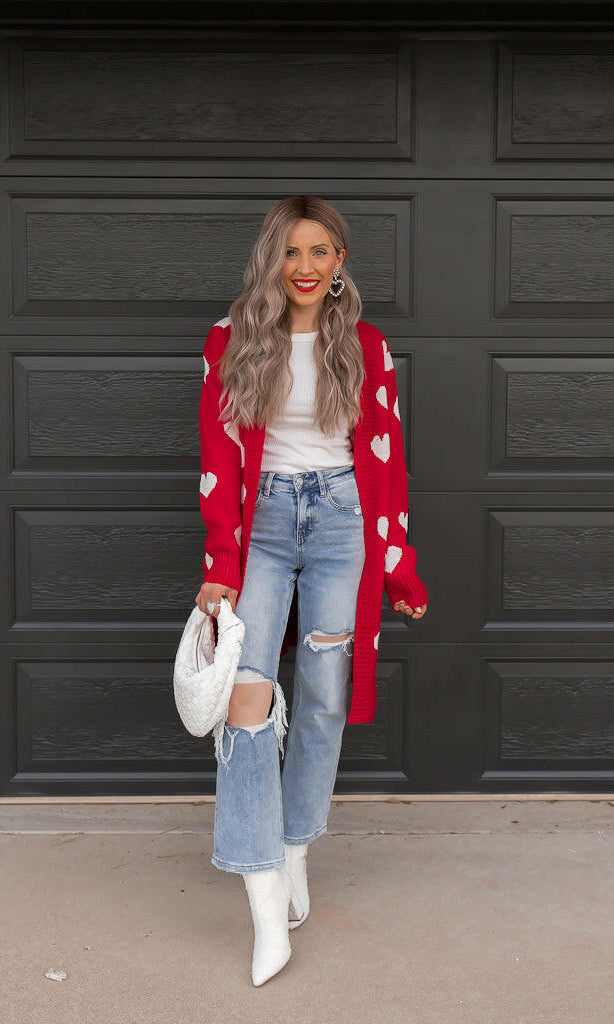 Love Me Or Not Heart Print Cardigan | S-XL-Sweaters-Krush Kandy, Women's Online Fashion Boutique Located in Phoenix, Arizona (Scottsdale Area)