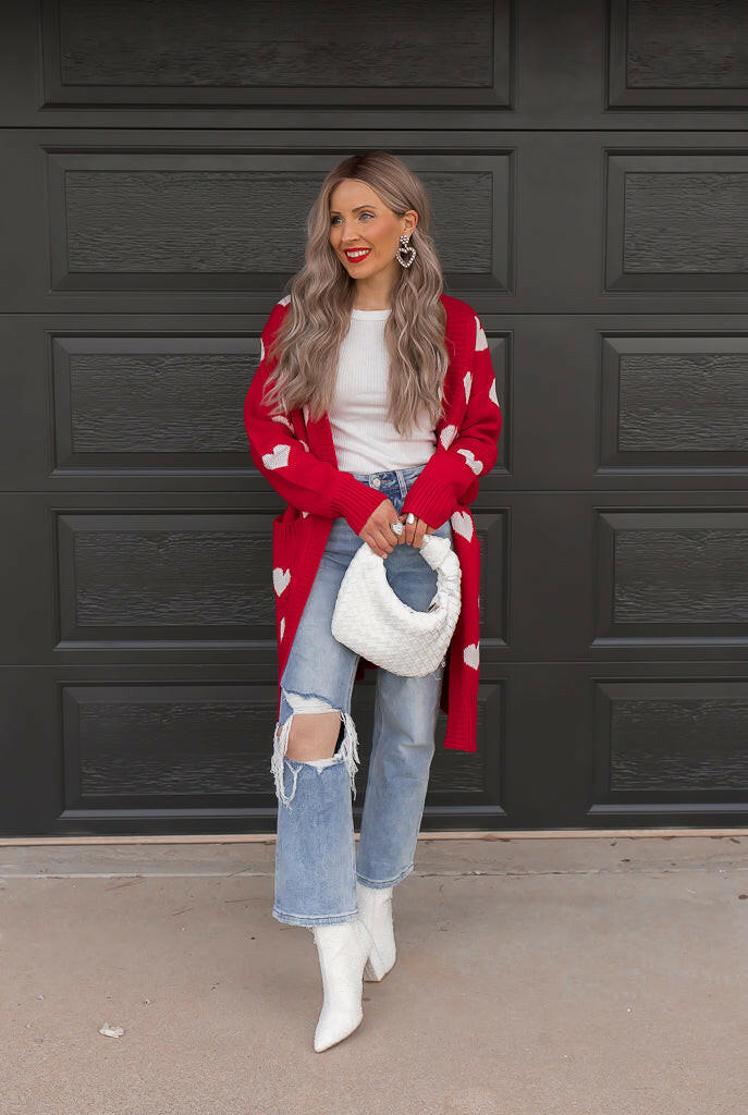 Love Me Or Not Heart Print Cardigan | S-XL-Sweaters-Krush Kandy, Women's Online Fashion Boutique Located in Phoenix, Arizona (Scottsdale Area)