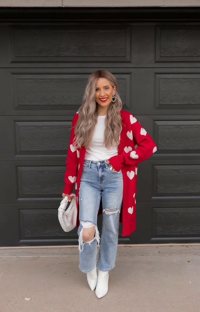 Love Me Or Not Heart Print Cardigan | S-XL-Sweaters-Krush Kandy, Women's Online Fashion Boutique Located in Phoenix, Arizona (Scottsdale Area)