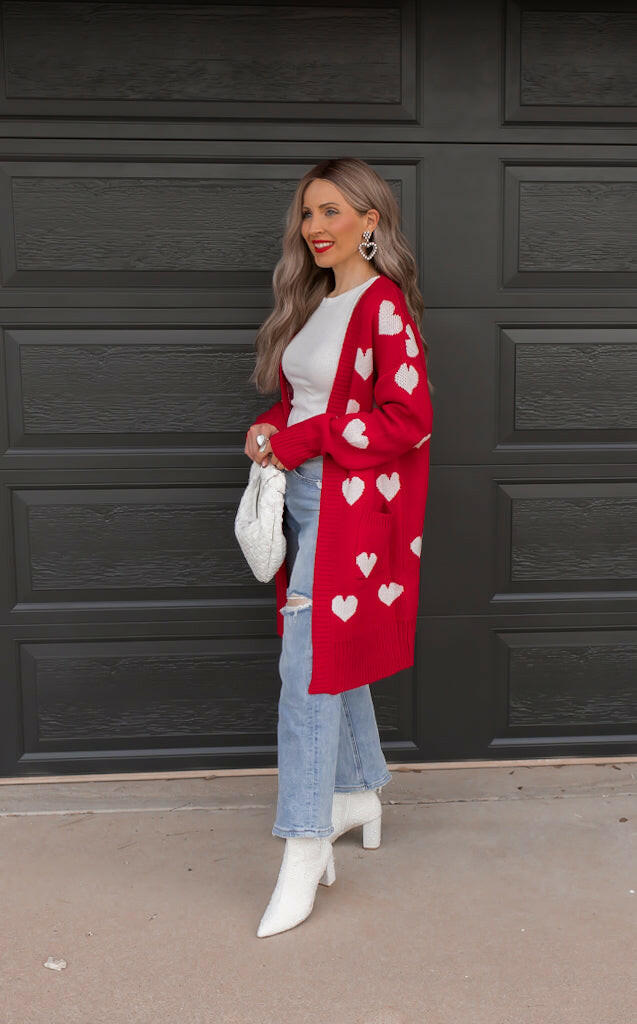 Love Me Or Not Heart Print Cardigan | S-XL-Sweaters-Krush Kandy, Women's Online Fashion Boutique Located in Phoenix, Arizona (Scottsdale Area)