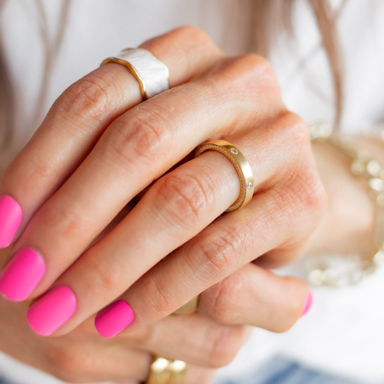 Sterling Silver Soft Glam Crystal Band Ring
