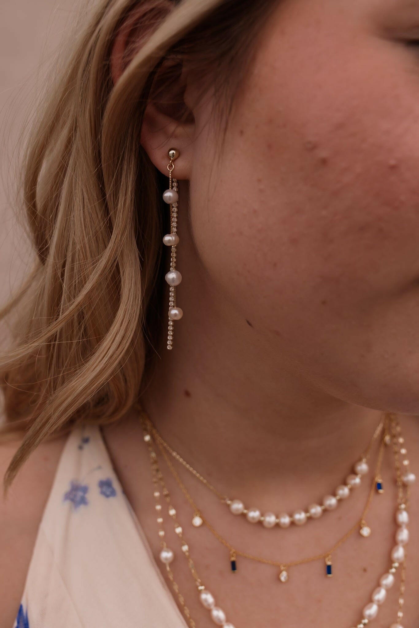 Vintage Pearl & Crystal Tassel Threader Earrings-Earrings-Krush Kandy, Women's Online Fashion Boutique Located in Phoenix, Arizona (Scottsdale Area)