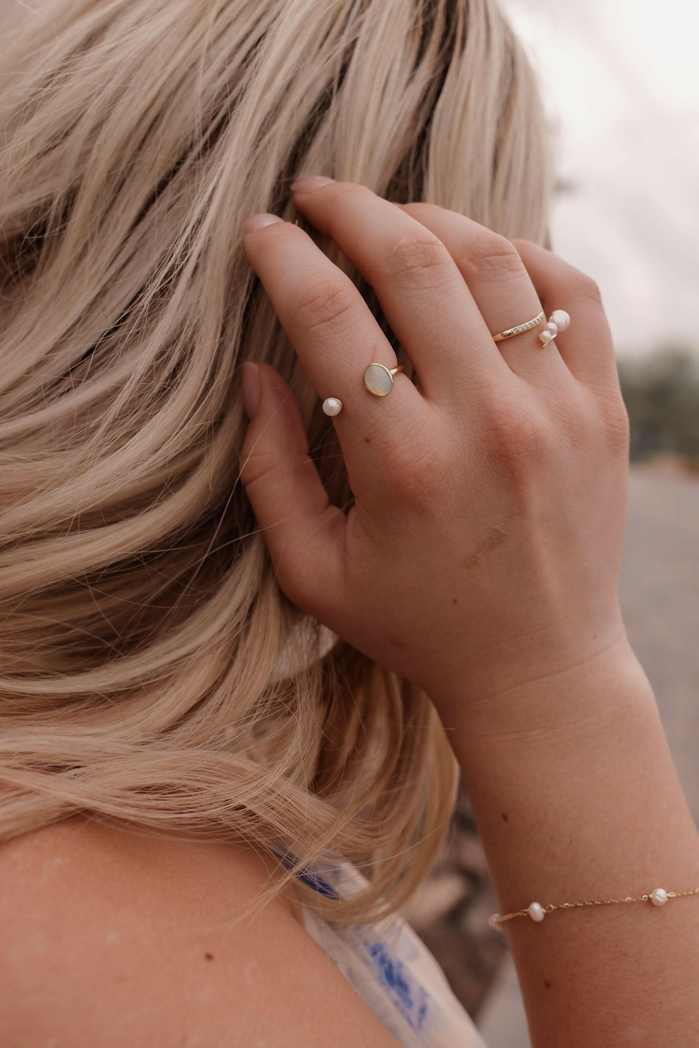 Opal & Pearl Geometric Minimalist Band Ring-Rings-Krush Kandy, Women's Online Fashion Boutique Located in Phoenix, Arizona (Scottsdale Area)