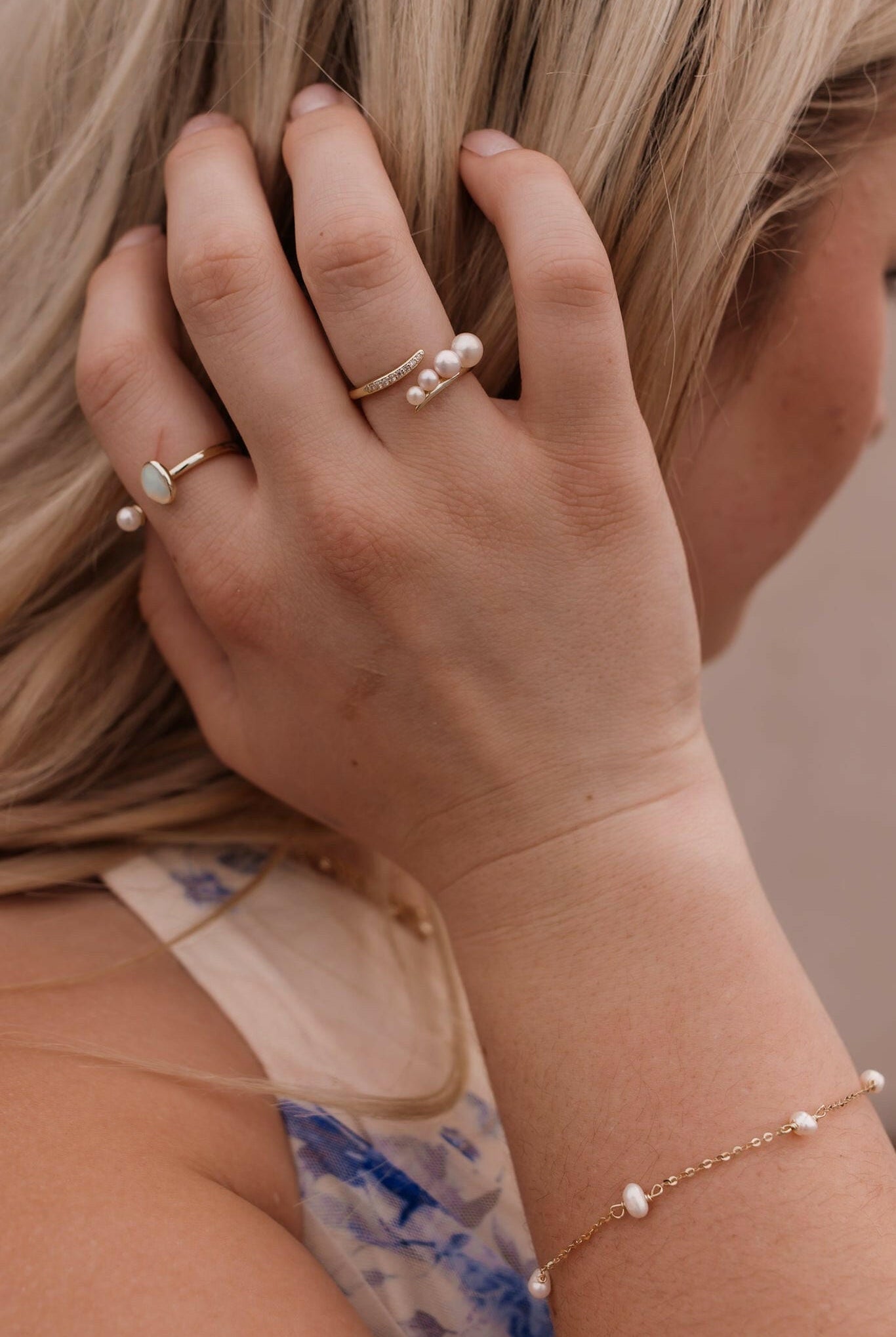 Opal & Pearl Geometric Minimalist Band Ring-Rings-Krush Kandy, Women's Online Fashion Boutique Located in Phoenix, Arizona (Scottsdale Area)