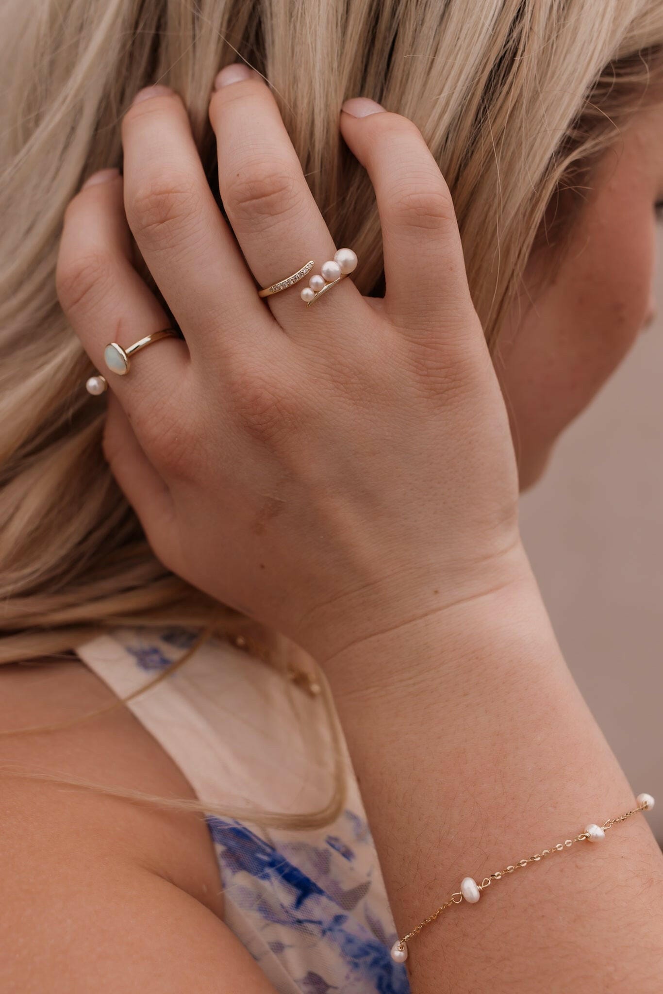 Opal & Pearl Geometric Minimalist Band Ring-Rings-Krush Kandy, Women's Online Fashion Boutique Located in Phoenix, Arizona (Scottsdale Area)