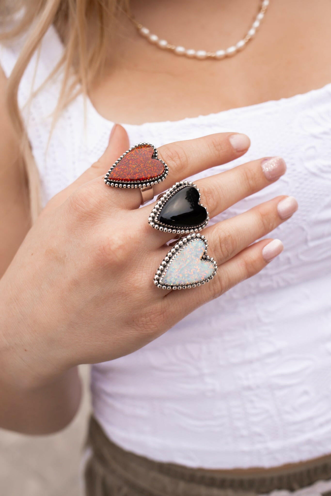 Long Heart Sterling Silver Ring-Statement Rings-Krush Kandy, Women's Online Fashion Boutique Located in Phoenix, Arizona (Scottsdale Area)