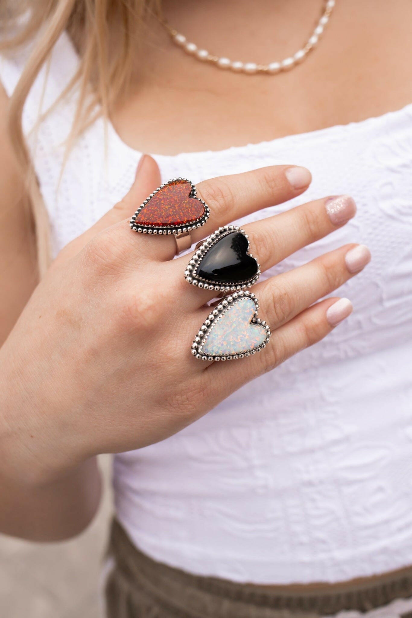 Long Heart Sterling Silver Ring-Statement Rings-Krush Kandy, Women's Online Fashion Boutique Located in Phoenix, Arizona (Scottsdale Area)