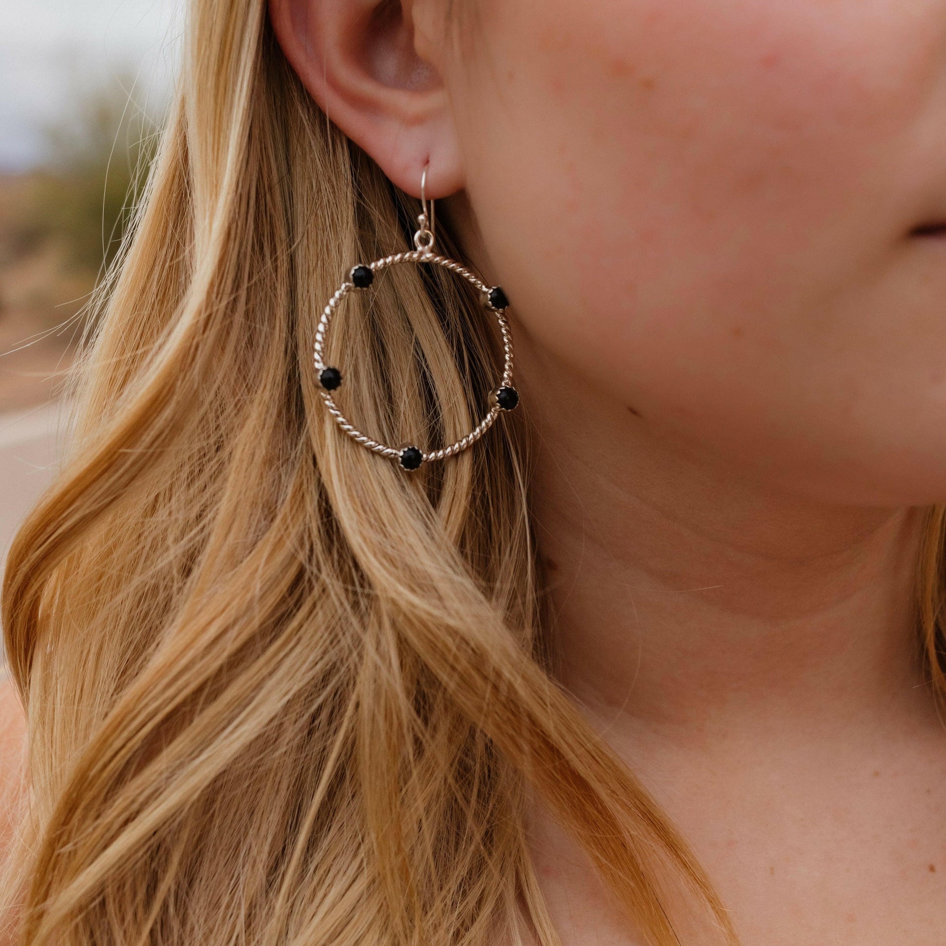Twisted Rope Stone Hoop Earrings-Hoop Earrings-Krush Kandy, Women's Online Fashion Boutique Located in Phoenix, Arizona (Scottsdale Area)
