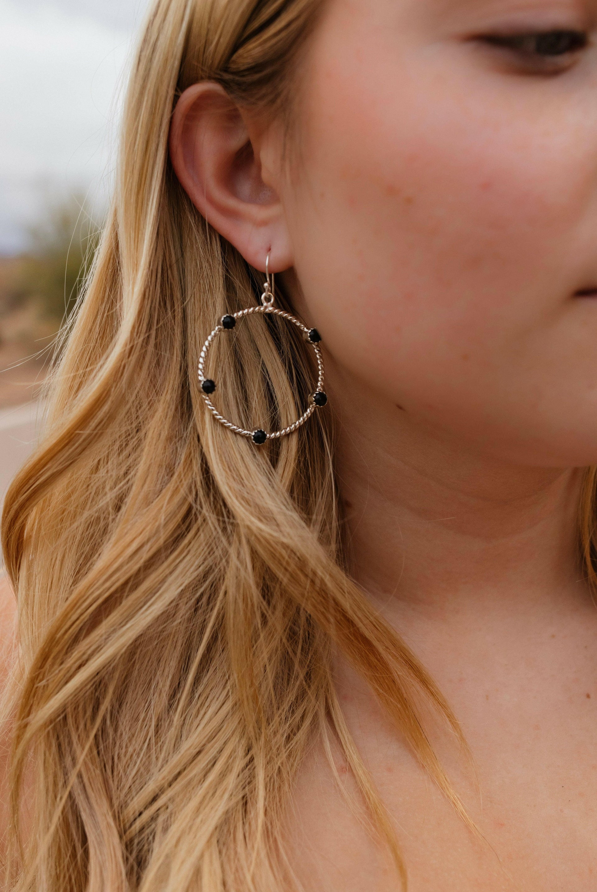 Twisted Rope Stone Hoop Earrings-Hoop Earrings-Krush Kandy, Women's Online Fashion Boutique Located in Phoenix, Arizona (Scottsdale Area)