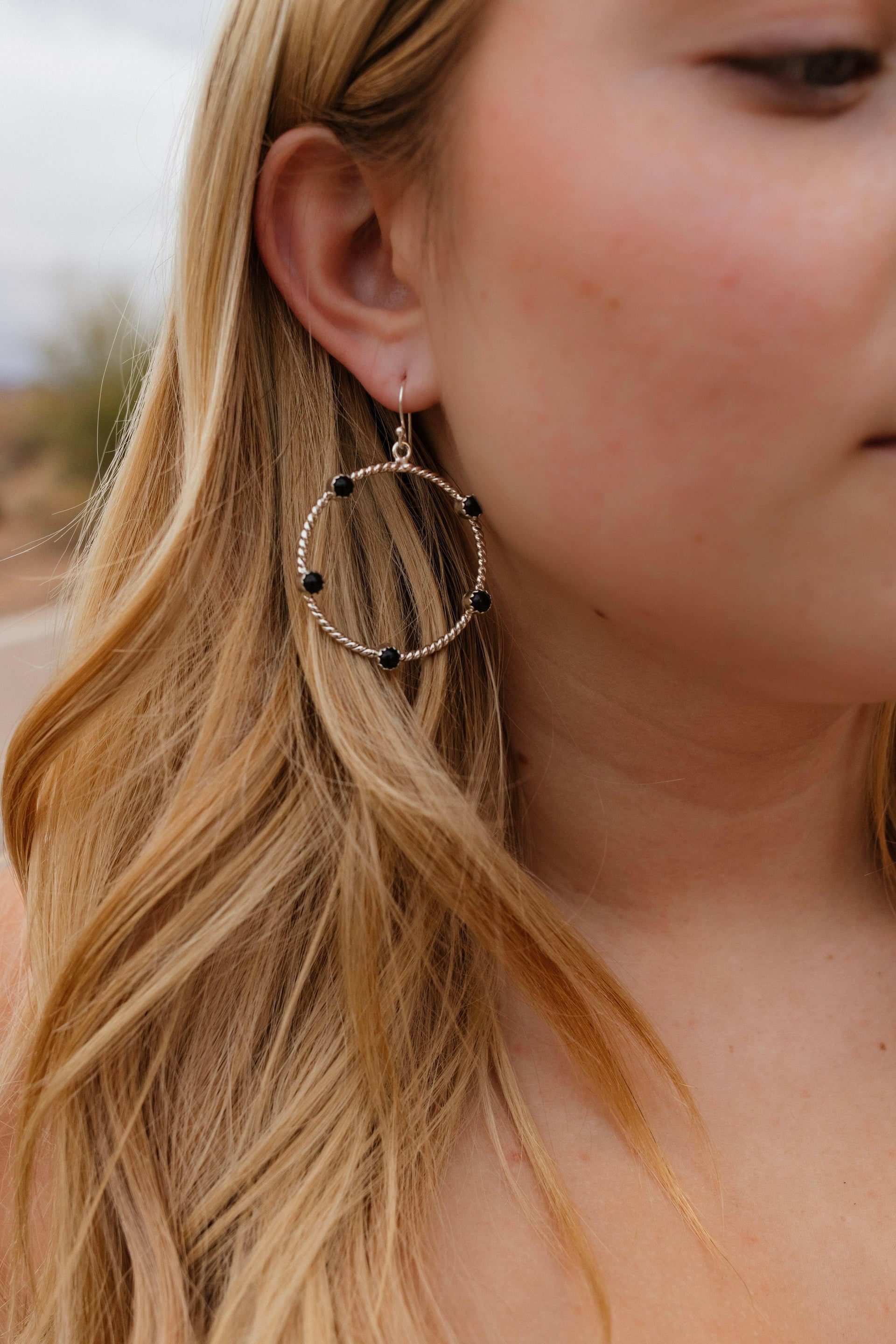 Twisted Rope Stone Hoop Earrings-Hoop Earrings-Krush Kandy, Women's Online Fashion Boutique Located in Phoenix, Arizona (Scottsdale Area)
