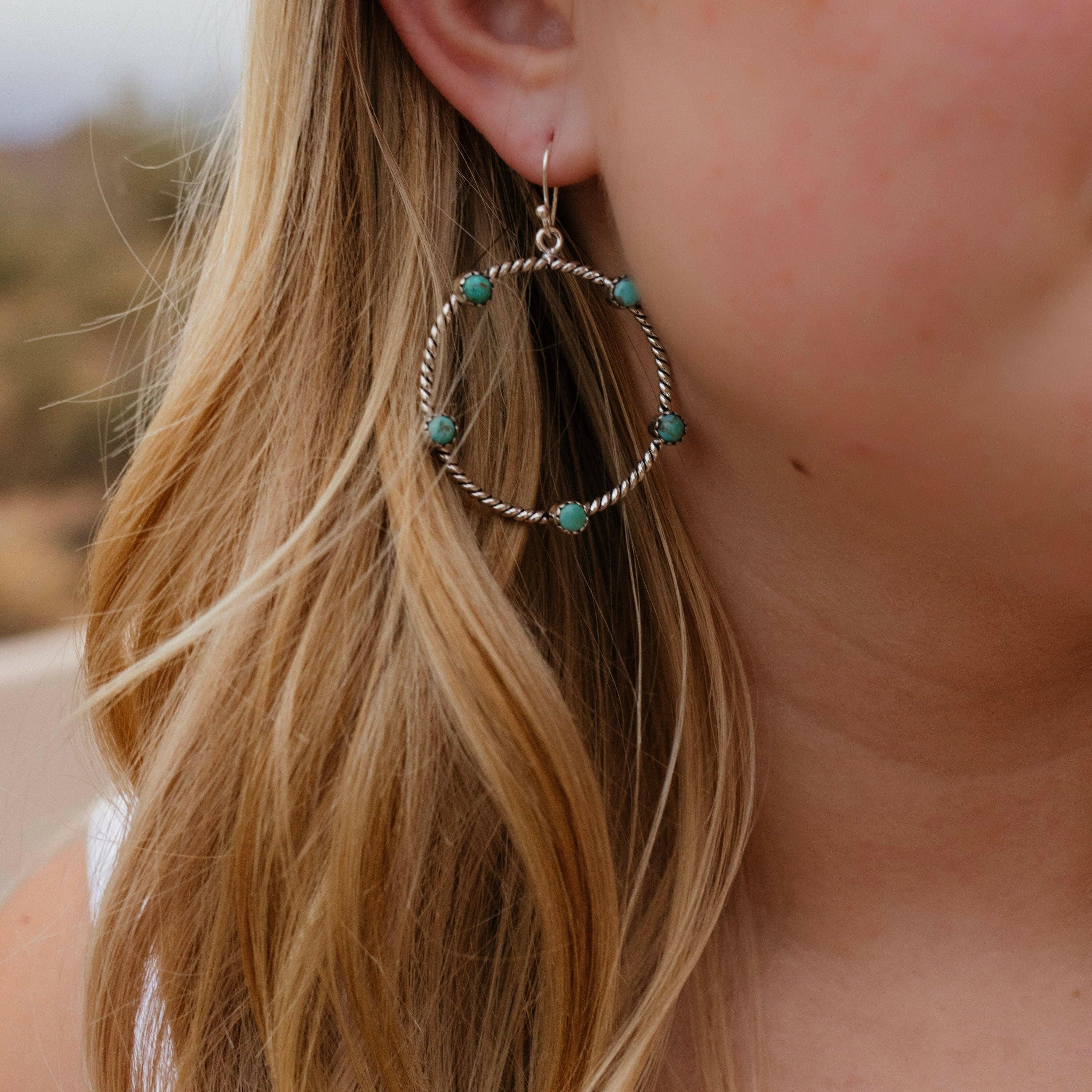 Twisted Rope Stone Hoop Earrings-Hoop Earrings-Krush Kandy, Women's Online Fashion Boutique Located in Phoenix, Arizona (Scottsdale Area)