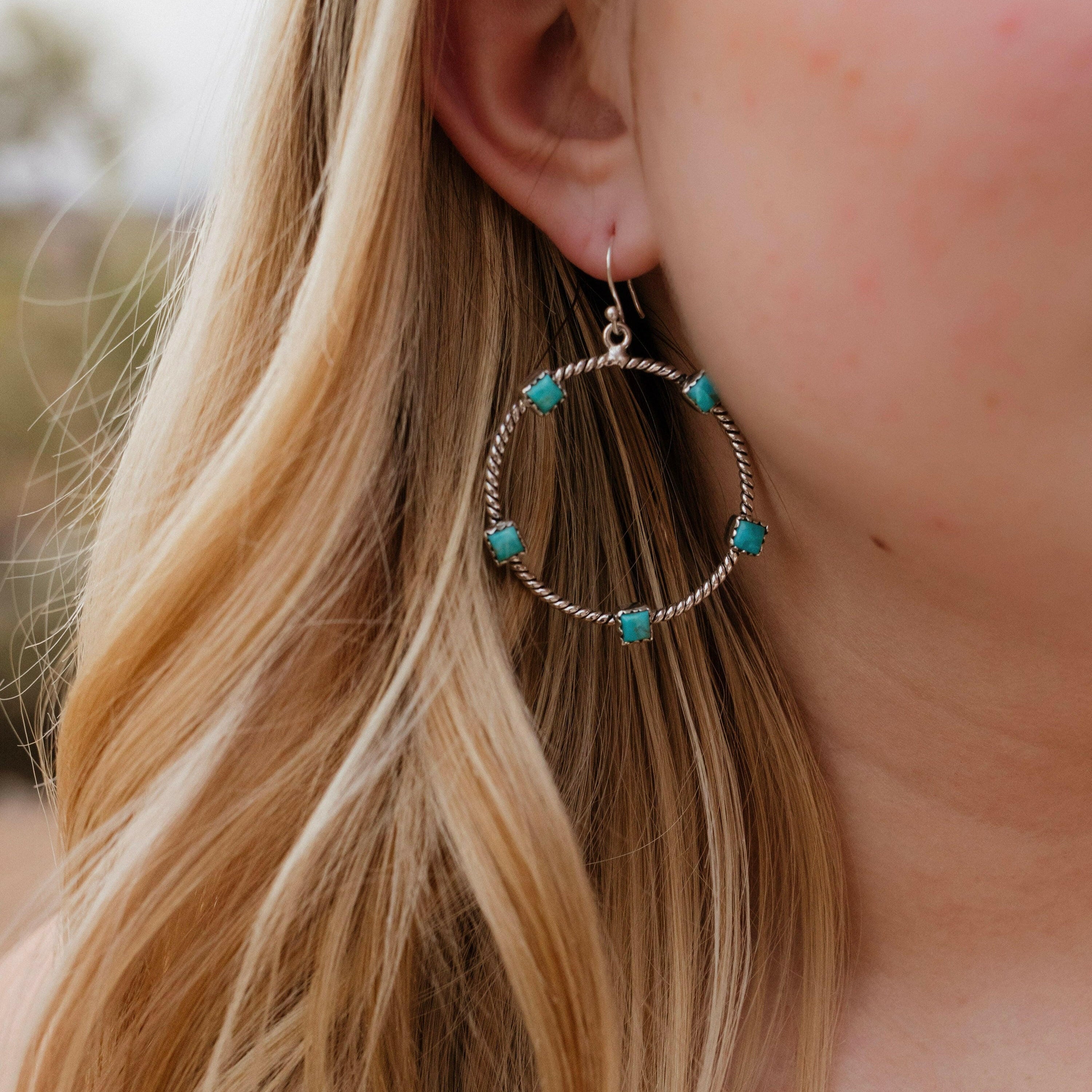 Twisted Rope Stone Hoop Earrings-Hoop Earrings-Krush Kandy, Women's Online Fashion Boutique Located in Phoenix, Arizona (Scottsdale Area)