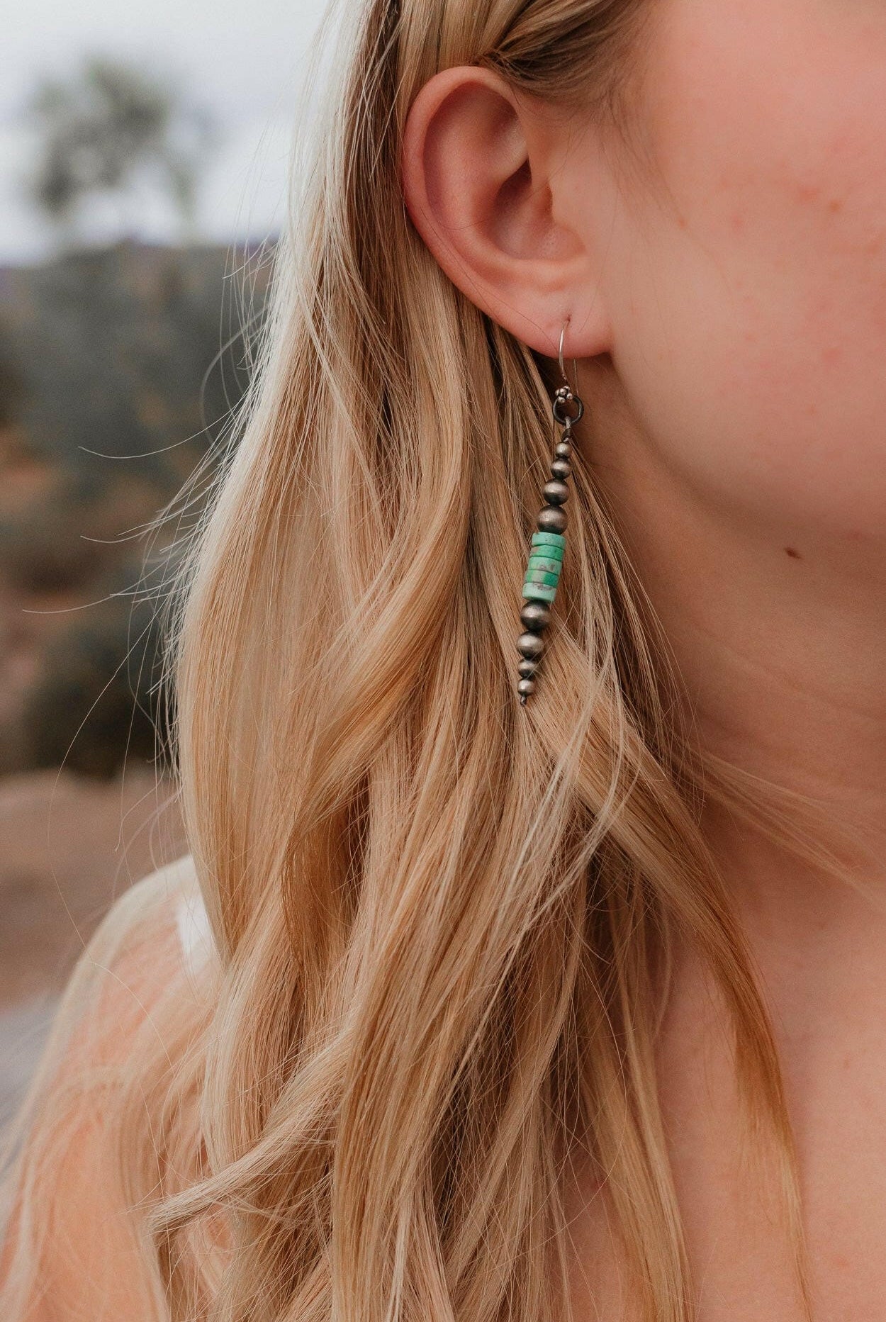 Desert Pearl & Turquoise Slab Earrings-Stud Earrings-Krush Kandy, Women's Online Fashion Boutique Located in Phoenix, Arizona (Scottsdale Area)