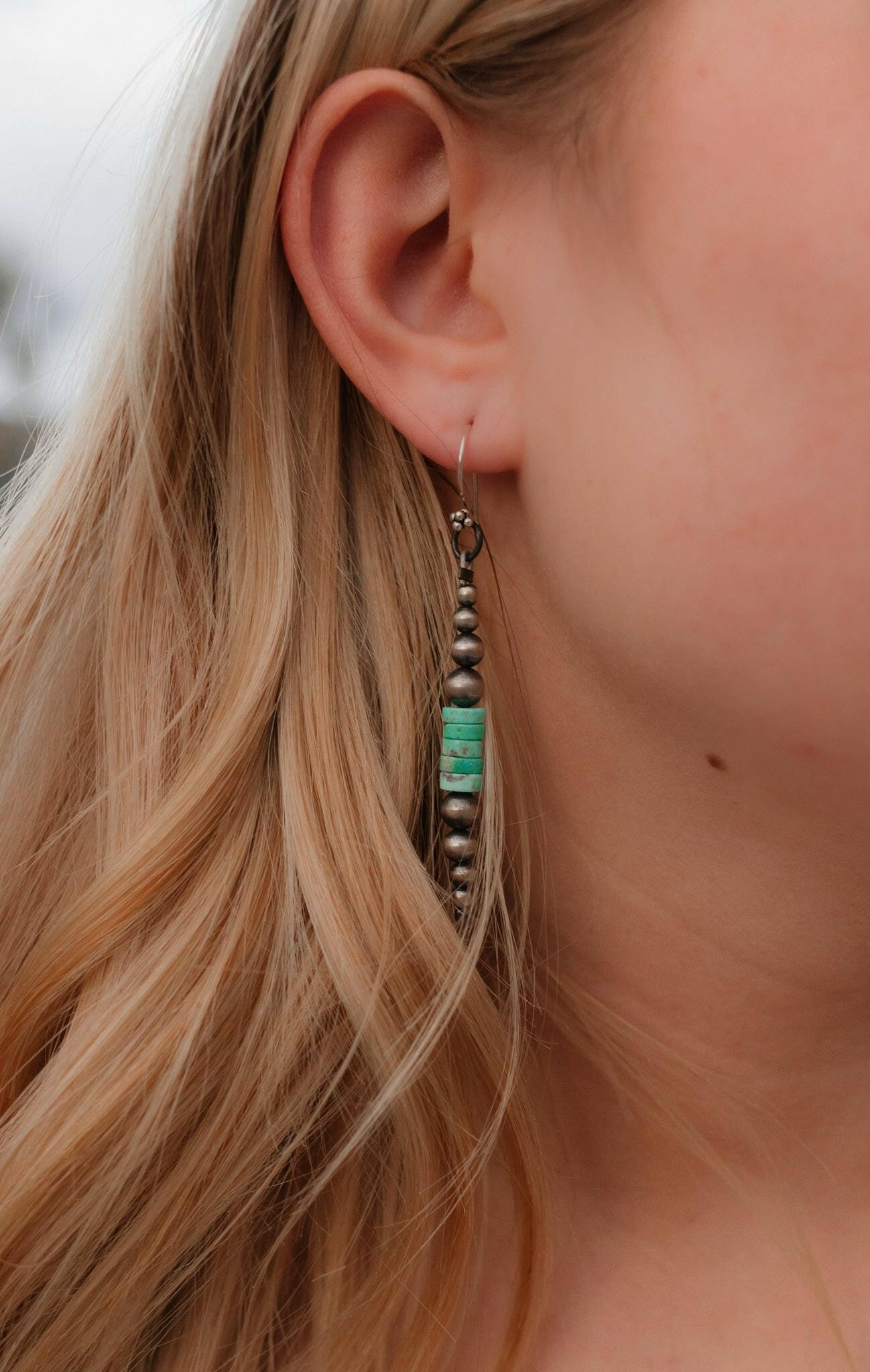 Desert Pearl & Turquoise Slab Earrings-Stud Earrings-Krush Kandy, Women's Online Fashion Boutique Located in Phoenix, Arizona (Scottsdale Area)