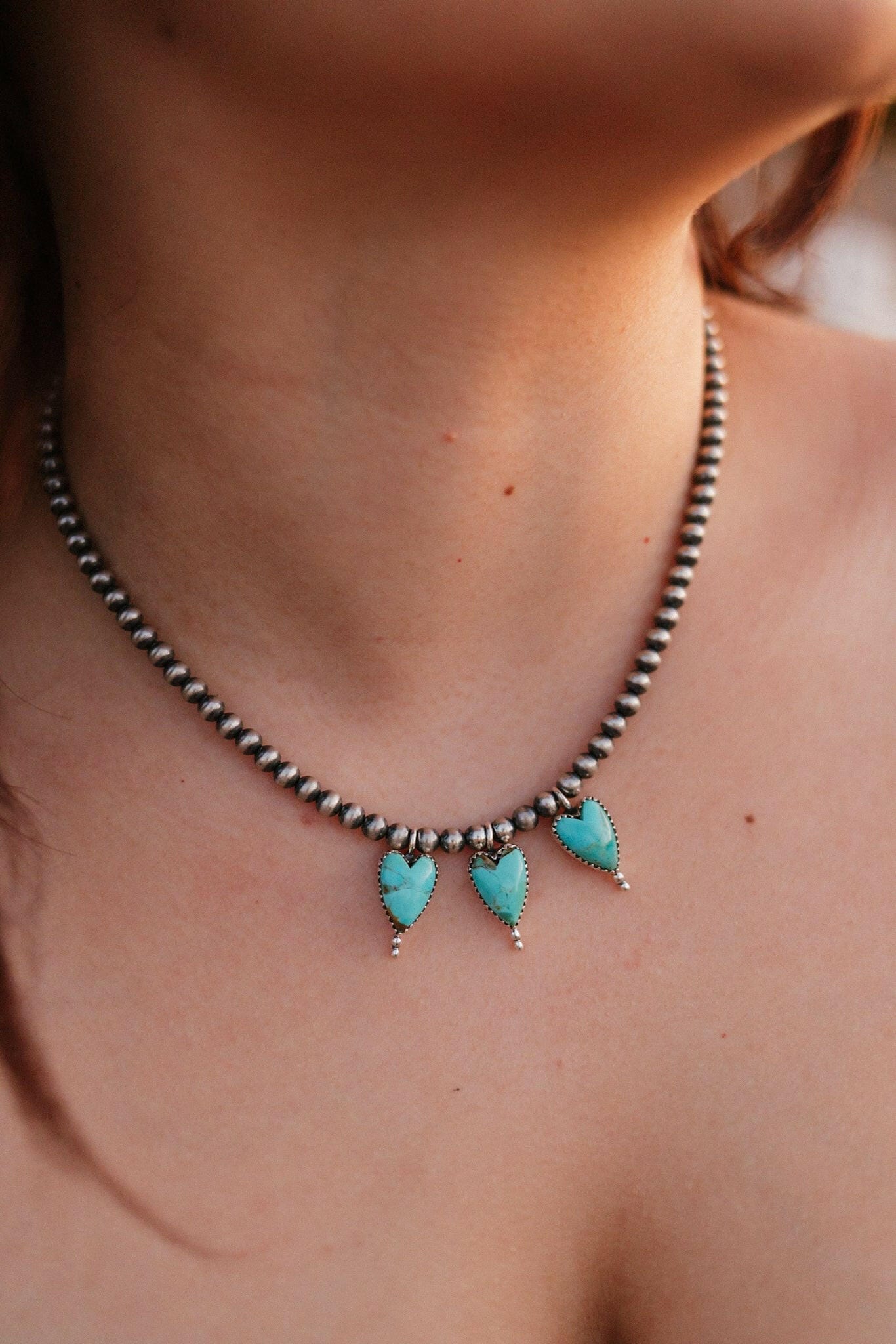 Heart Trio Desert Pearl Necklace-Necklaces-Krush Kandy, Women's Online Fashion Boutique Located in Phoenix, Arizona (Scottsdale Area)