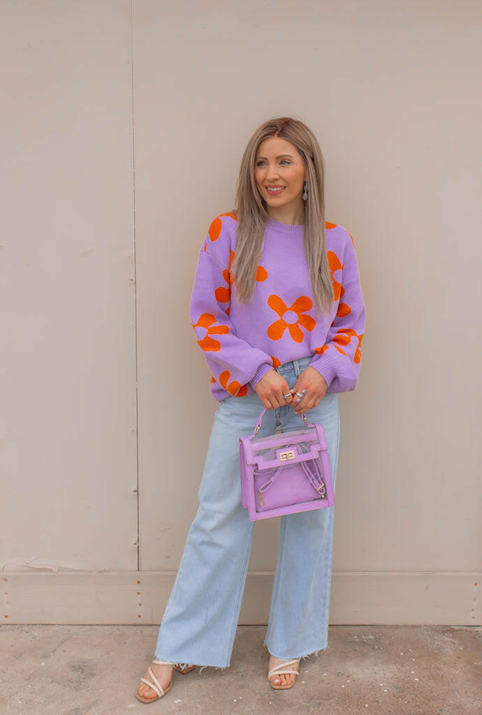 Madeline Blooming Daisy Sweater | S-XL-Sweaters-Krush Kandy, Women's Online Fashion Boutique Located in Phoenix, Arizona (Scottsdale Area)