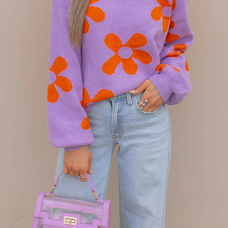 Madeline Blooming Daisy Sweater | S-XL-Sweaters-Krush Kandy, Women's Online Fashion Boutique Located in Phoenix, Arizona (Scottsdale Area)