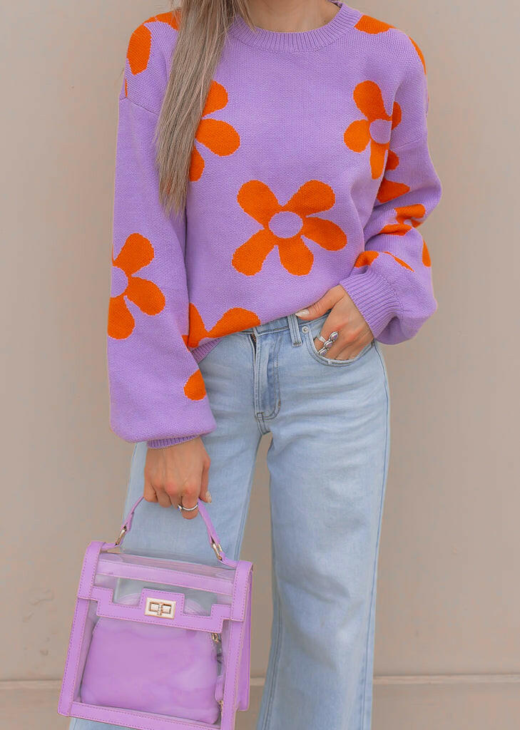 Madeline Blooming Daisy Sweater | S-XL-Sweaters-Krush Kandy, Women's Online Fashion Boutique Located in Phoenix, Arizona (Scottsdale Area)