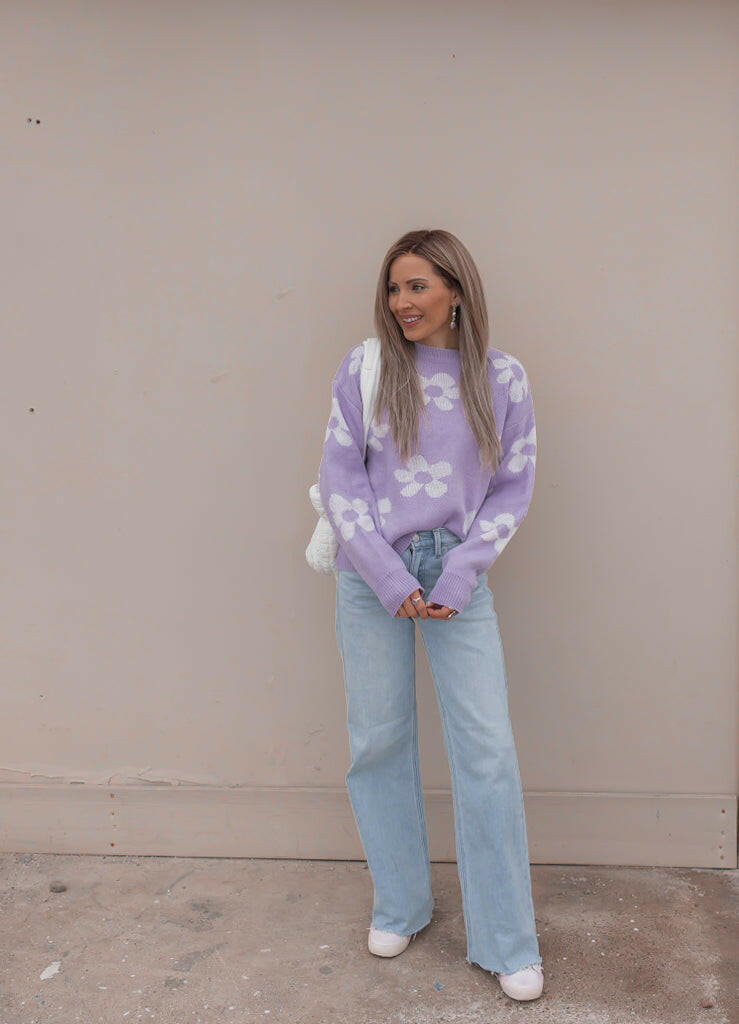 Georgia Daisy Spring Sweater | S-XL-Sweaters-Krush Kandy, Women's Online Fashion Boutique Located in Phoenix, Arizona (Scottsdale Area)