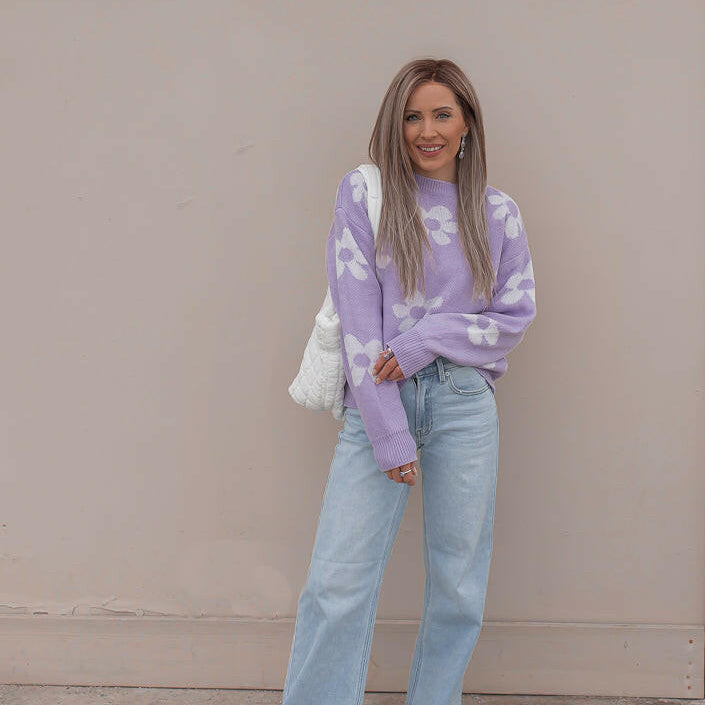 Georgia Daisy Spring Sweater | S-XL-Sweaters-Krush Kandy, Women's Online Fashion Boutique Located in Phoenix, Arizona (Scottsdale Area)