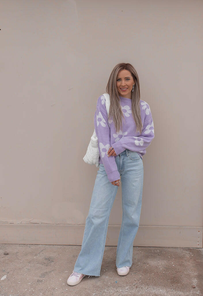 Georgia Daisy Spring Sweater | S-XL-Sweaters-Krush Kandy, Women's Online Fashion Boutique Located in Phoenix, Arizona (Scottsdale Area)