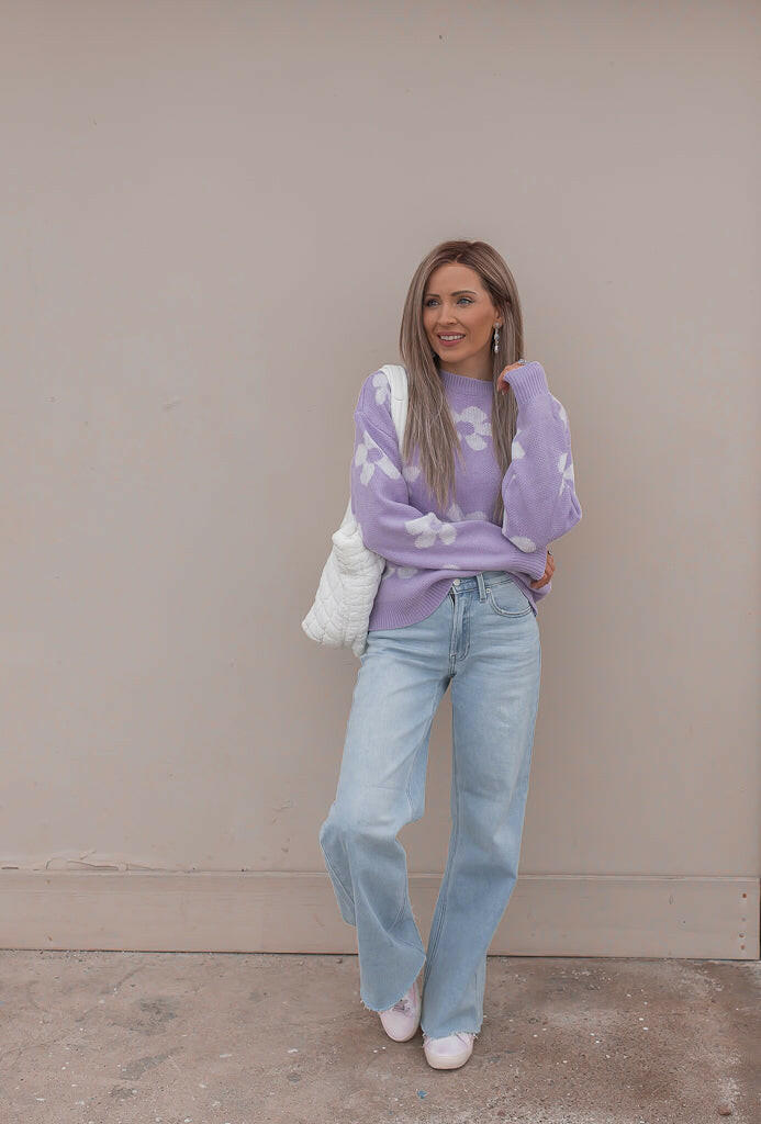 Georgia Daisy Spring Sweater | S-XL-Sweaters-Krush Kandy, Women's Online Fashion Boutique Located in Phoenix, Arizona (Scottsdale Area)