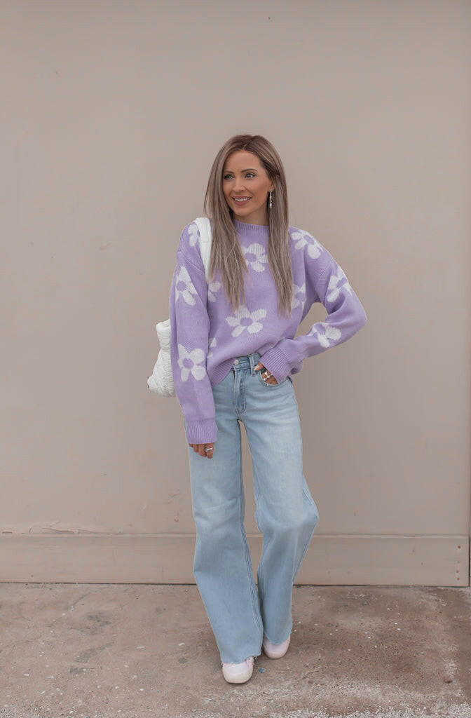 Georgia Daisy Spring Sweater | S-XL-Sweaters-Krush Kandy, Women's Online Fashion Boutique Located in Phoenix, Arizona (Scottsdale Area)