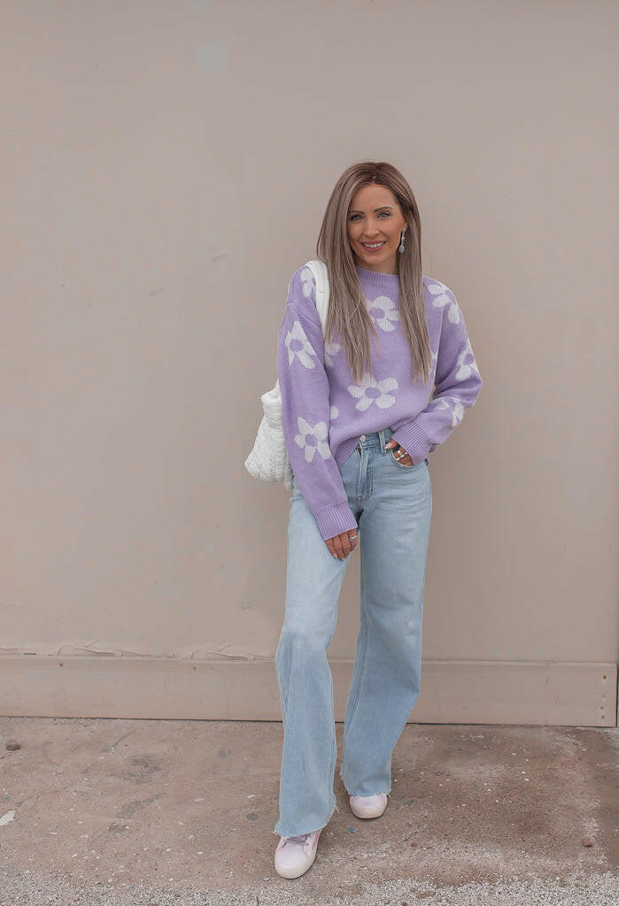 Georgia Daisy Spring Sweater | S-XL-Sweaters-Krush Kandy, Women's Online Fashion Boutique Located in Phoenix, Arizona (Scottsdale Area)