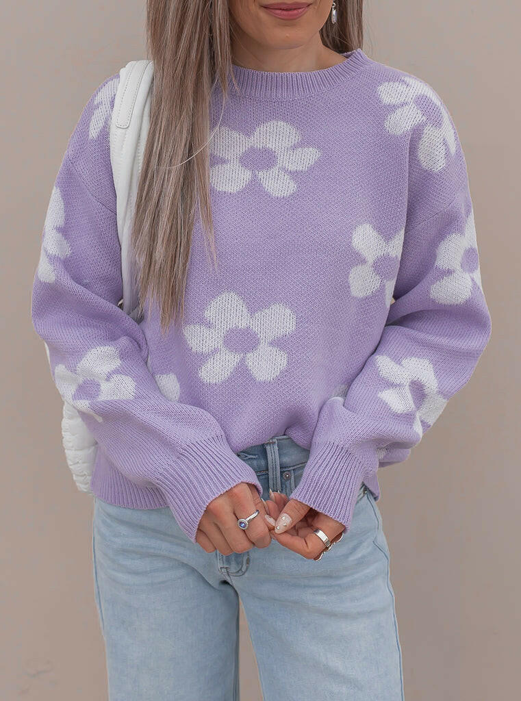 Georgia Daisy Spring Sweater | S-XL-Sweaters-Krush Kandy, Women's Online Fashion Boutique Located in Phoenix, Arizona (Scottsdale Area)
