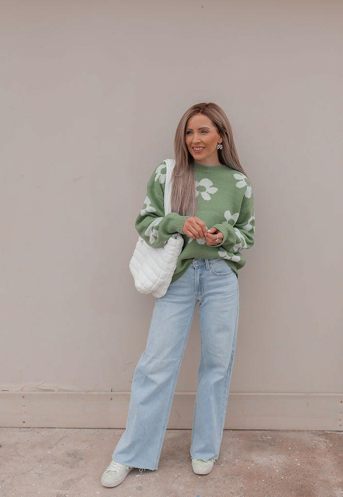 Georgia Daisy Spring Sweater | S-XL-Sweaters-Krush Kandy, Women's Online Fashion Boutique Located in Phoenix, Arizona (Scottsdale Area)