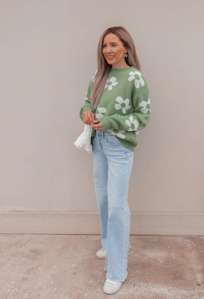 Georgia Daisy Spring Sweater | S-XL-Sweaters-Krush Kandy, Women's Online Fashion Boutique Located in Phoenix, Arizona (Scottsdale Area)