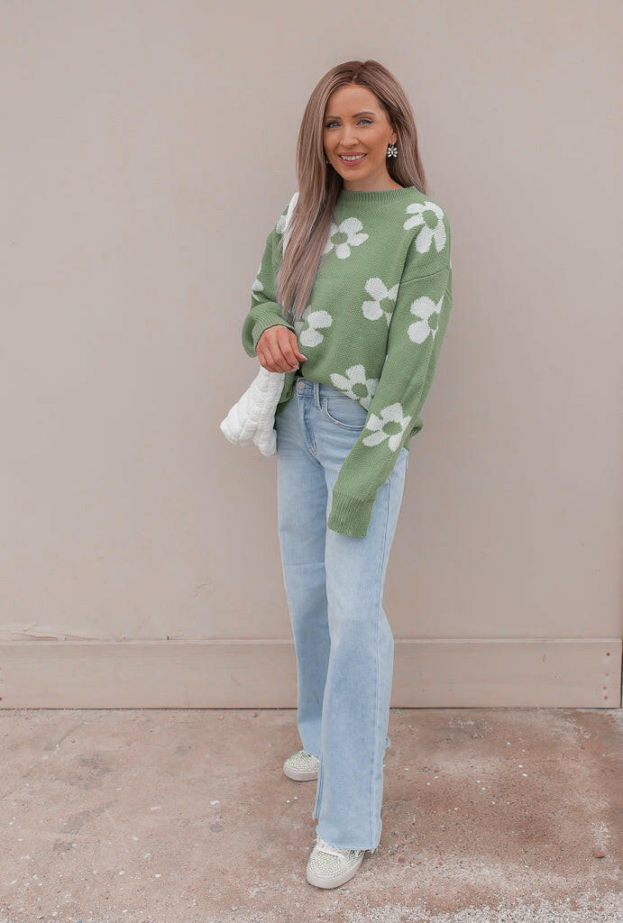 Georgia Daisy Spring Sweater | S-XL-Sweaters-Krush Kandy, Women's Online Fashion Boutique Located in Phoenix, Arizona (Scottsdale Area)