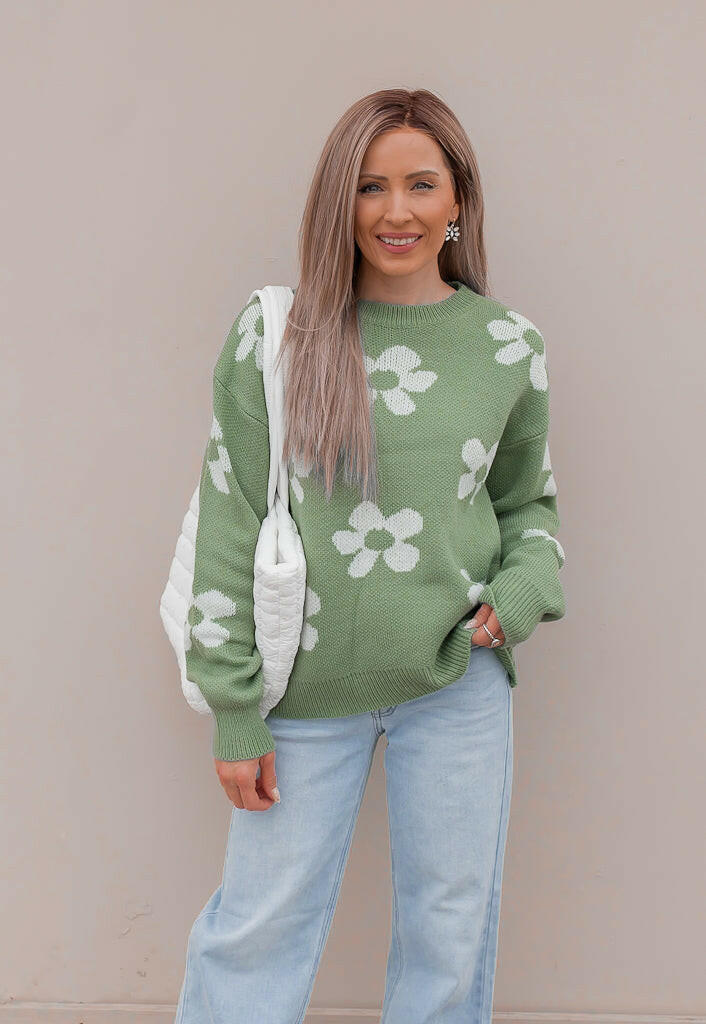 Georgia Daisy Spring Sweater | S-XL-Sweaters-Krush Kandy, Women's Online Fashion Boutique Located in Phoenix, Arizona (Scottsdale Area)