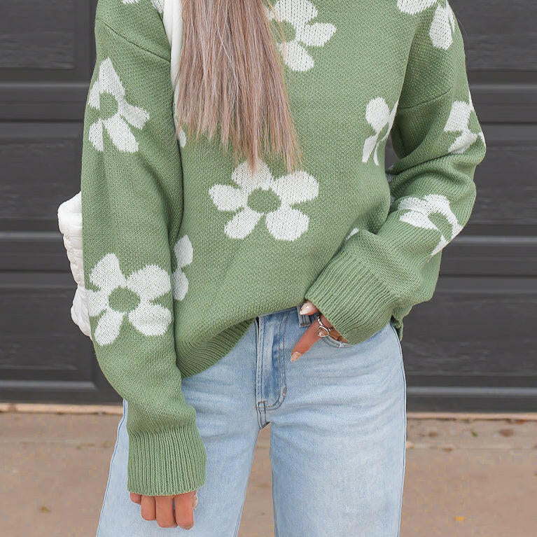 Georgia Daisy Spring Sweater | S-XL-Sweaters-Krush Kandy, Women's Online Fashion Boutique Located in Phoenix, Arizona (Scottsdale Area)