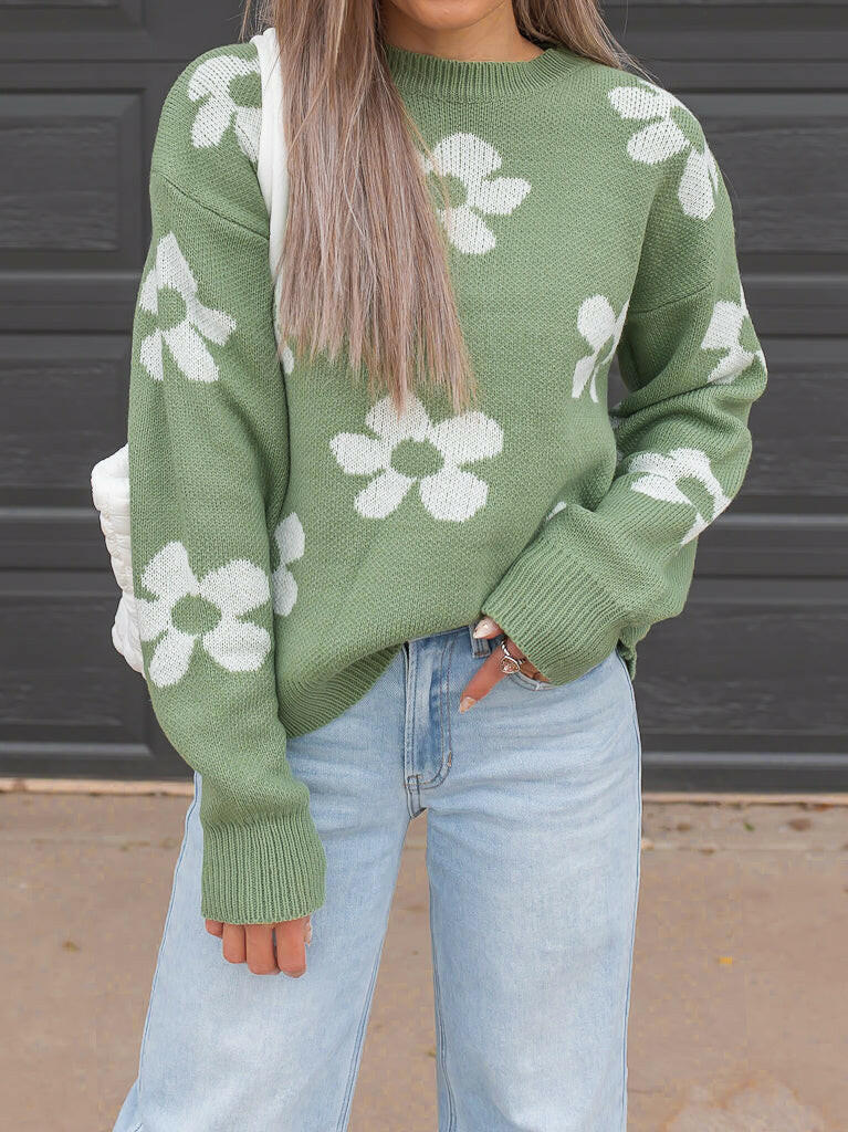 Georgia Daisy Spring Sweater | S-XL-Sweaters-Krush Kandy, Women's Online Fashion Boutique Located in Phoenix, Arizona (Scottsdale Area)