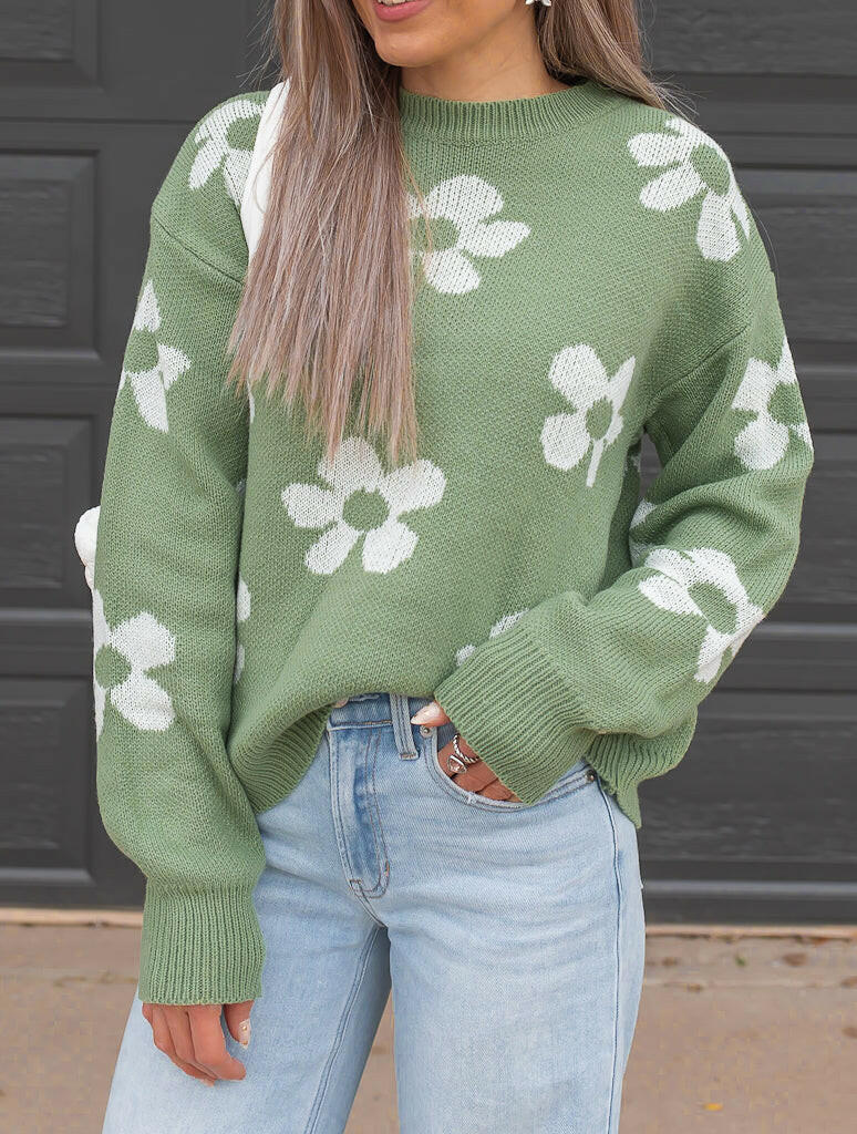 Georgia Daisy Spring Sweater | S-XL-Sweaters-Krush Kandy, Women's Online Fashion Boutique Located in Phoenix, Arizona (Scottsdale Area)