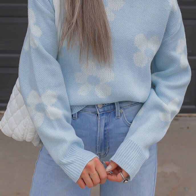 Georgia Daisy Spring Sweater | S-XL-Sweaters-Krush Kandy, Women's Online Fashion Boutique Located in Phoenix, Arizona (Scottsdale Area)