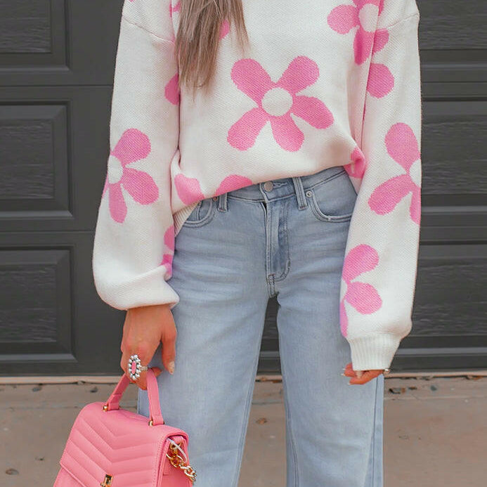 Madeline Blooming Daisy Sweater | S-XL-Sweaters-Krush Kandy, Women's Online Fashion Boutique Located in Phoenix, Arizona (Scottsdale Area)