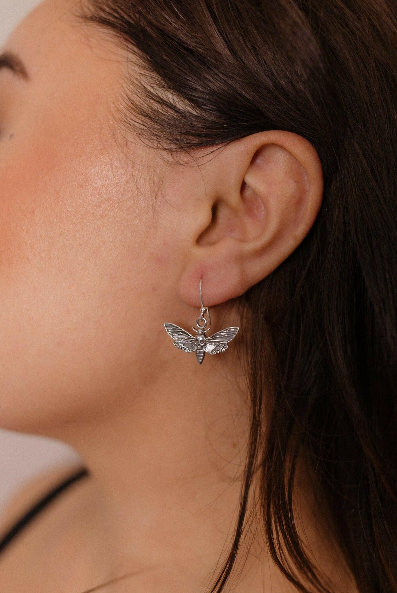 Sterling Skull Head Moth Earrings-Stud Earrings-Krush Kandy, Women's Online Fashion Boutique Located in Phoenix, Arizona (Scottsdale Area)