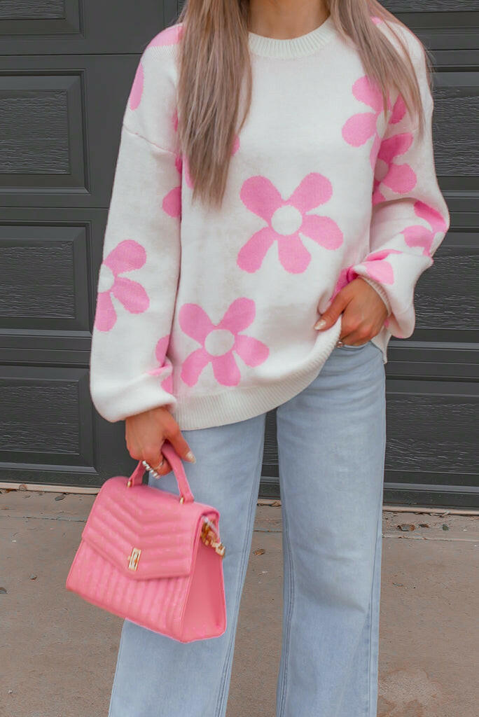 Madeline Blooming Daisy Sweater | S-XL-Sweaters-Krush Kandy, Women's Online Fashion Boutique Located in Phoenix, Arizona (Scottsdale Area)