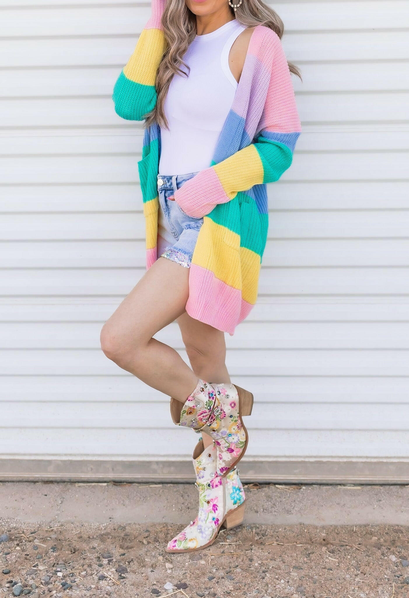 Cotton Candy Striped Color Block Cardigan-Cardigans-Krush Kandy, Women's Online Fashion Boutique Located in Phoenix, Arizona (Scottsdale Area)