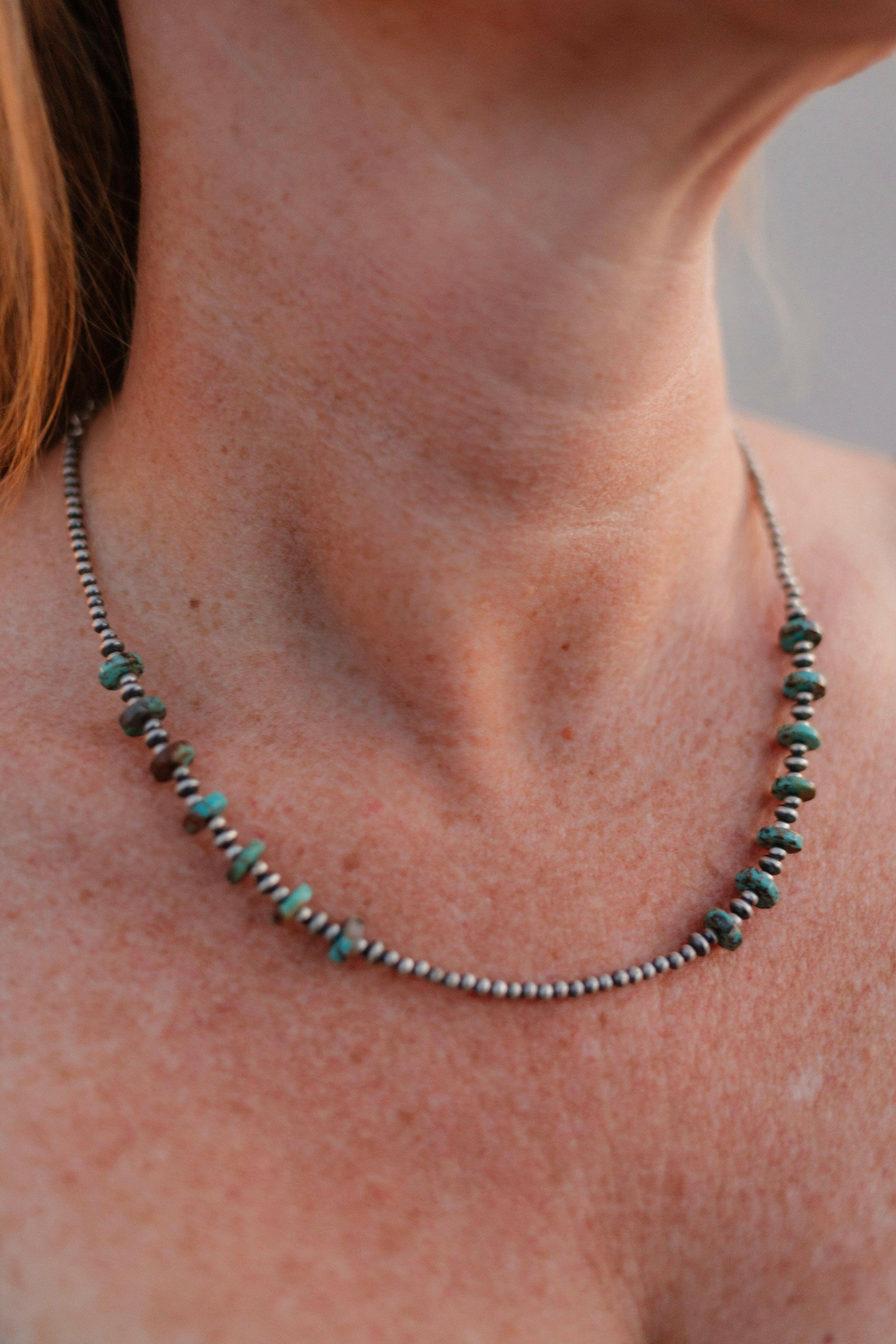 Turquoise Slab & Mini Desert Pearl Necklace-Lariat and Y Necklaces-Krush Kandy, Women's Online Fashion Boutique Located in Phoenix, Arizona (Scottsdale Area)