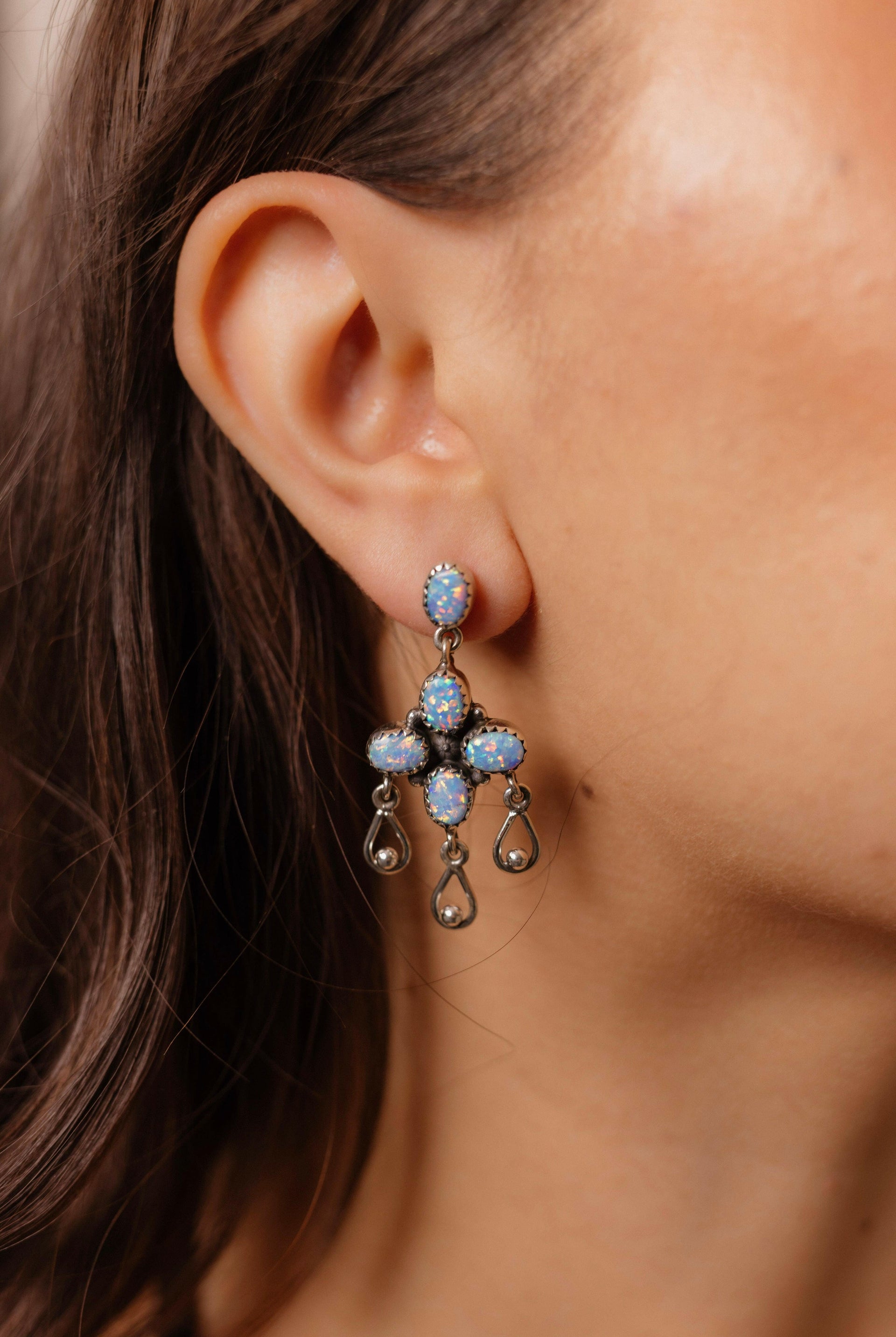 Sterling Chandelier Stone Drop Earrings-Drop Earrings-Krush Kandy, Women's Online Fashion Boutique Located in Phoenix, Arizona (Scottsdale Area)