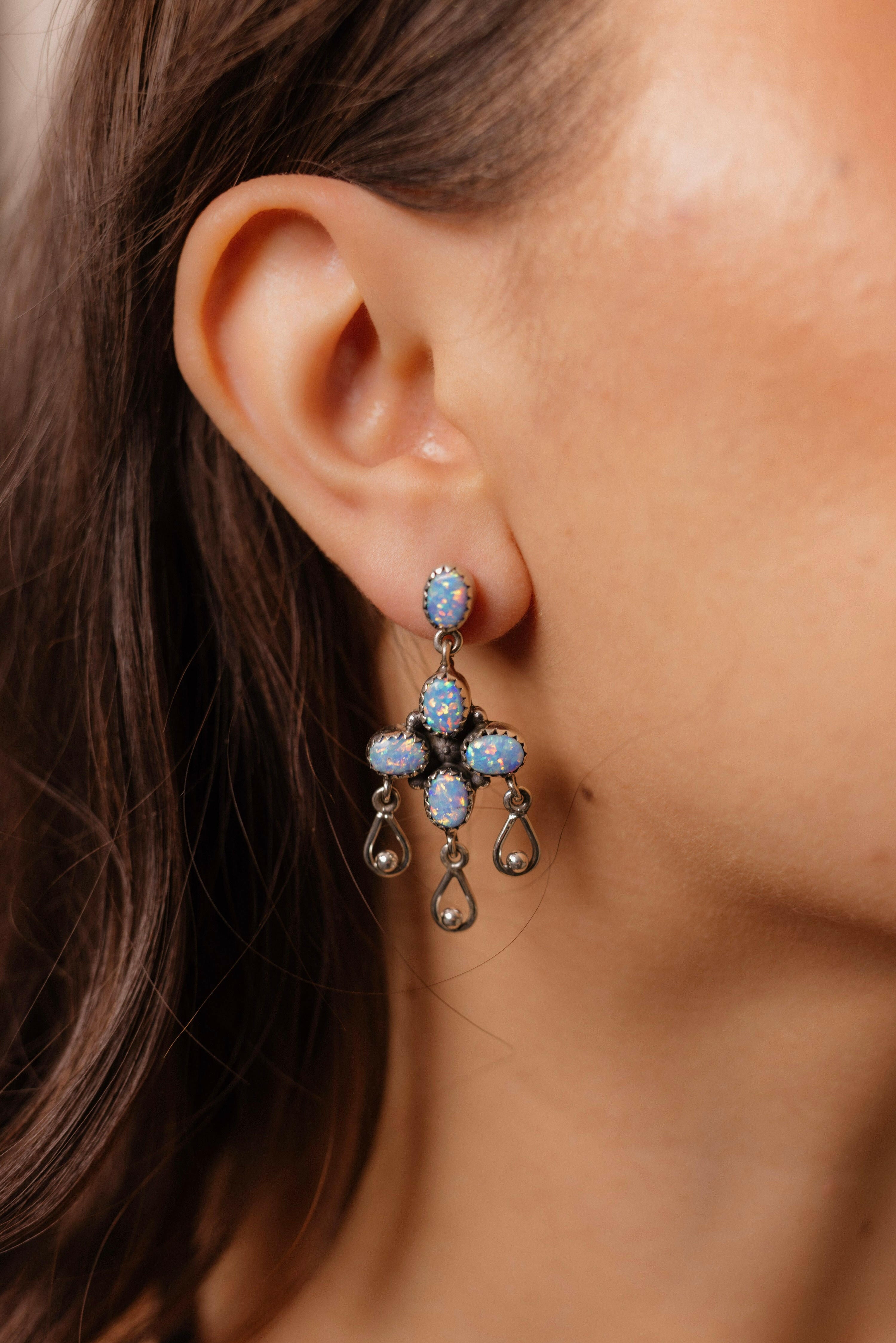 Sterling Chandelier Stone Drop Earrings-Drop Earrings-Krush Kandy, Women's Online Fashion Boutique Located in Phoenix, Arizona (Scottsdale Area)