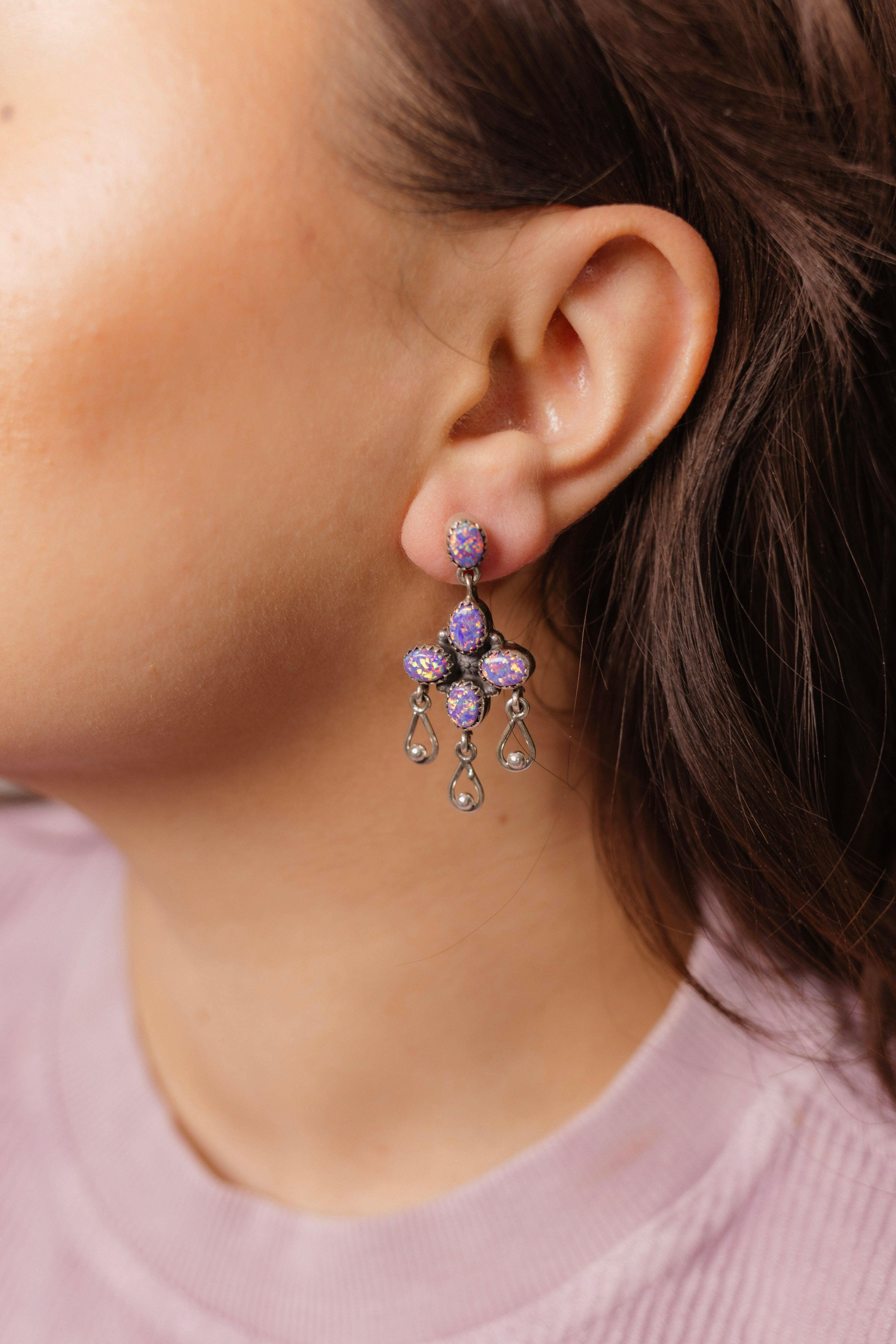 Sterling Chandelier Stone Drop Earrings-Drop Earrings-Krush Kandy, Women's Online Fashion Boutique Located in Phoenix, Arizona (Scottsdale Area)