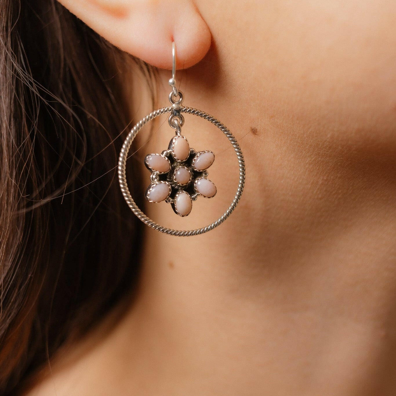 Floating Daisies Rope Stone Earrings-Stud Earrings-Krush Kandy, Women's Online Fashion Boutique Located in Phoenix, Arizona (Scottsdale Area)
