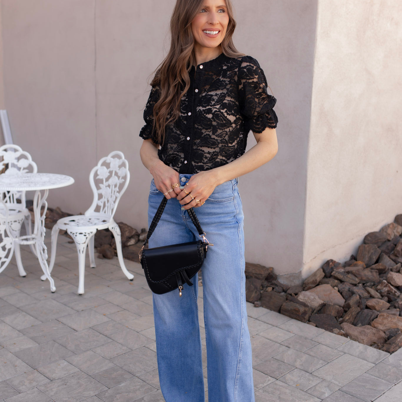 Picture Perfect Lace Button Up Blouse