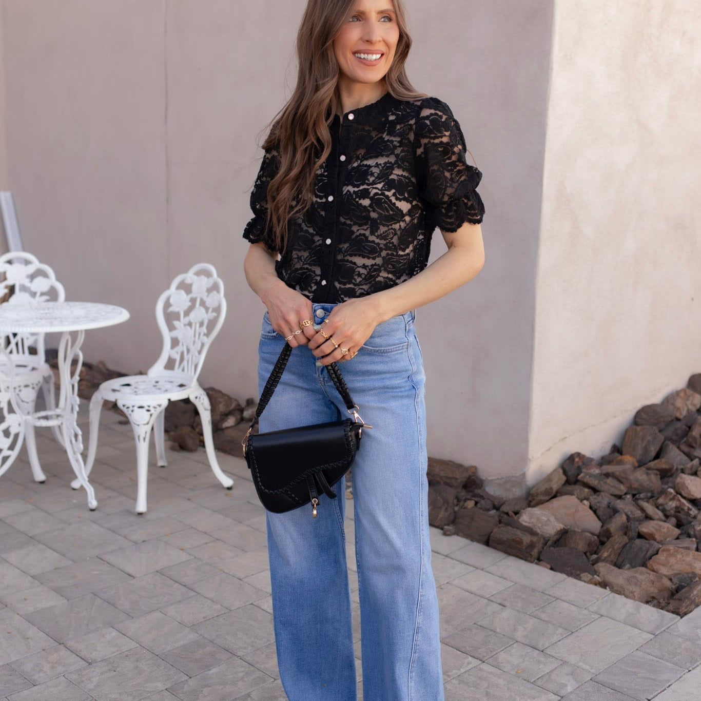 Picture Perfect Lace Button Up Blouse