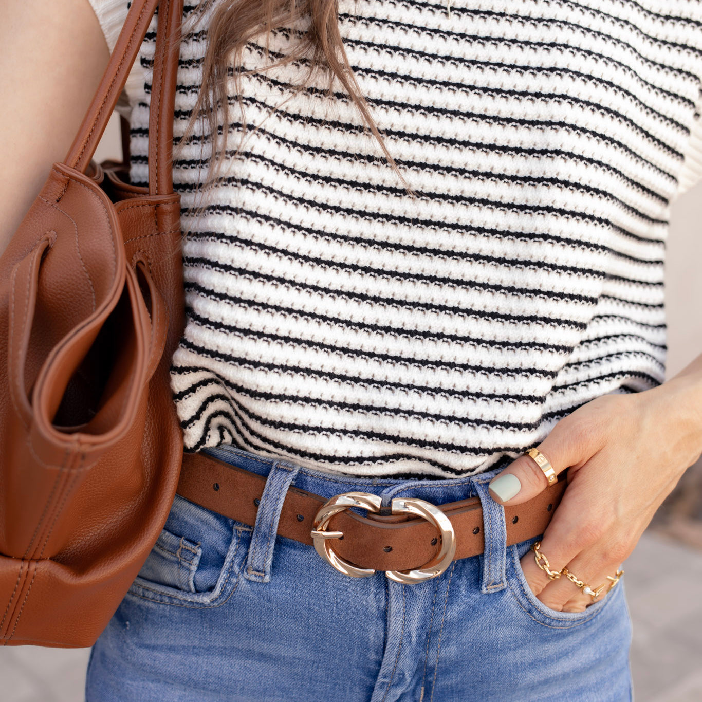 Double C Buckle Suede Belt