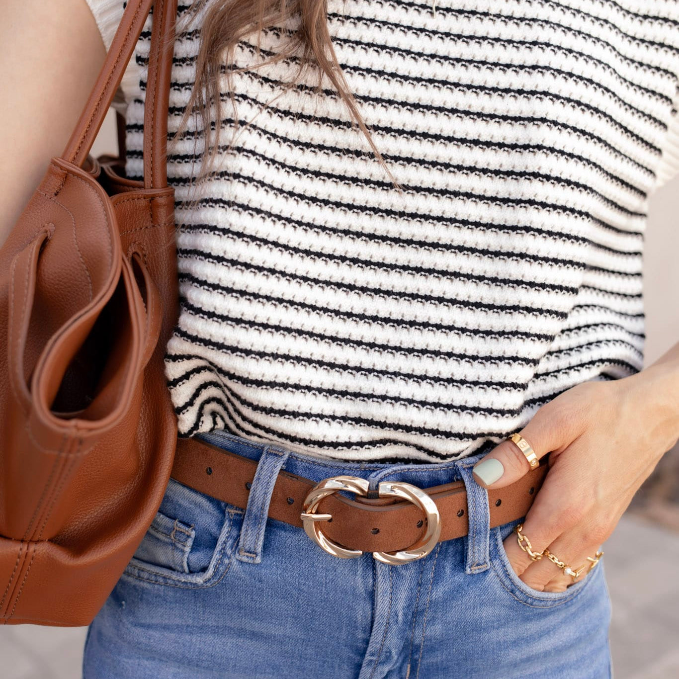 Double C Buckle Suede Belt